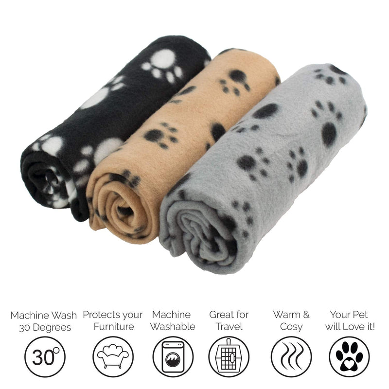 DIGIFLEX Large Pet Blankets Dog Cat Soft Fleece 70cm X 100cm x3 L - PawsPlanet Australia