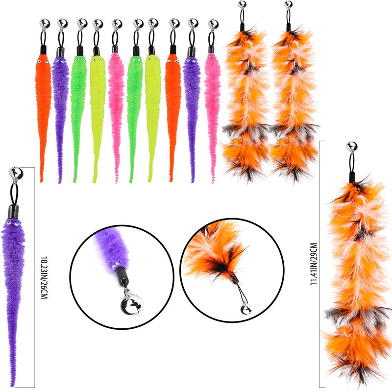 HRP Pack of 12 cat worm teasers and exercisers, teaser refills toy cat angle replacement for kitten cat wall - PawsPlanet Australia