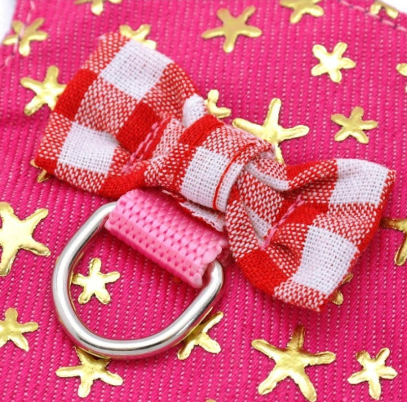 [Australia] - Stock Show Small Pet Outdoor Walking Harness Vest and Leash Set with Cute Bowknot Decor Chest Strap Harness for Rabbit Ferret Guinea Pig Bunny Hamster Puppy Kitten Clothes Accessory S Pink Star 