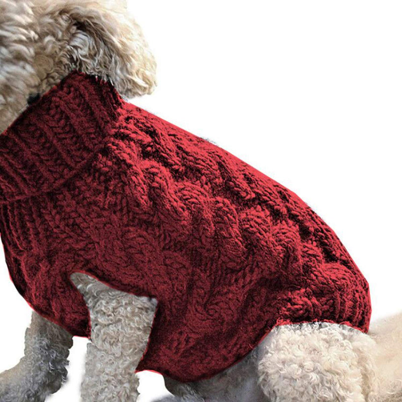 DaMohony Pet Knitting Sweater Knitwear, Dog Clothes Fashion Turtleneck Outwear XL Red - PawsPlanet Australia