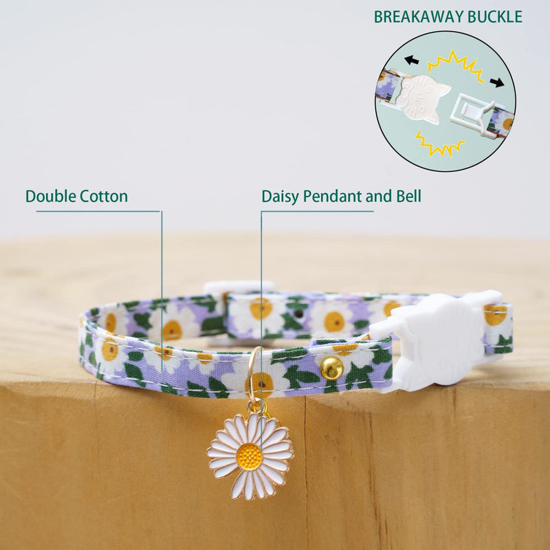 2 Pack Cotton Breakaway Cat Collars with Bell Black&Blue - PawsPlanet Australia