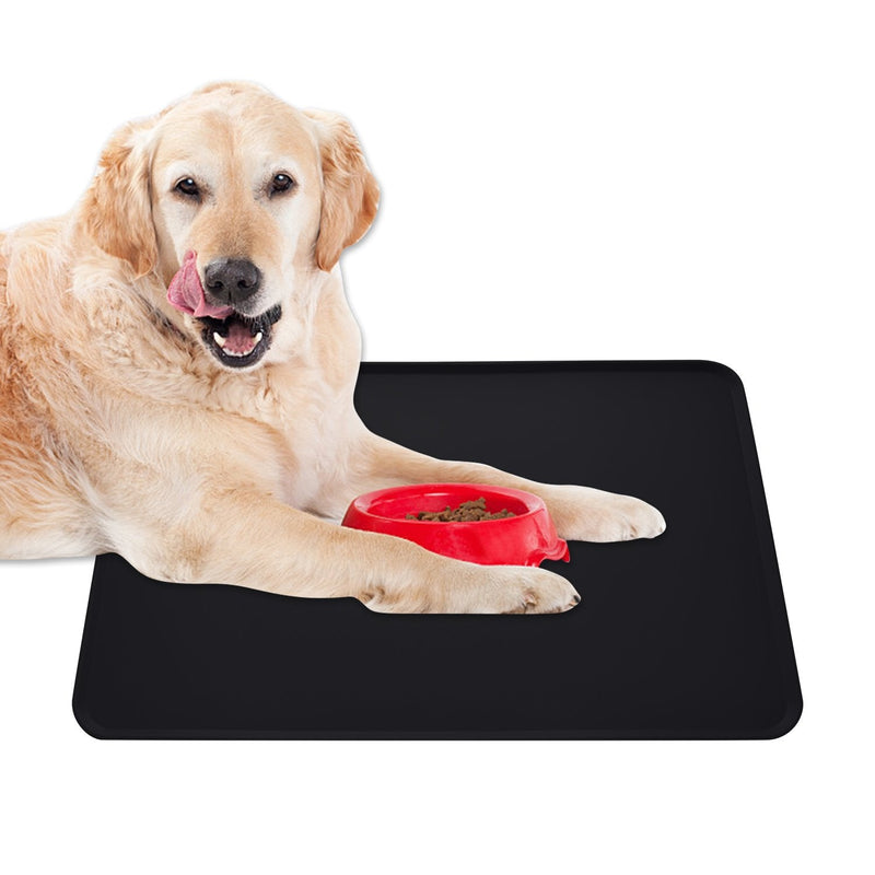 Guardians Dog Food Mat, Silicone Dog Cat Bowl Mat, Non Slip Pet Feeding Mat Waterproof Dog Placemat for Small Animals 18.5"x11.8" Black - PawsPlanet Australia