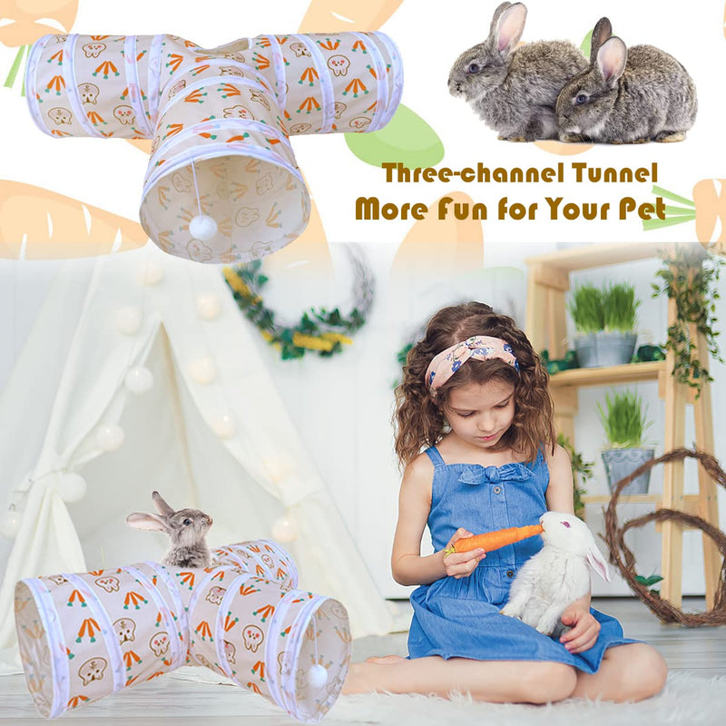 CooShou Bunny Tunnel Rabbit Tunnle Tubes Collapsible 3 Way Rabbit Toy Hideout Small Animal Activity Tunnel Toys for Rabbits Bunny Guinea Pigs Cats Chinchillas - PawsPlanet Australia