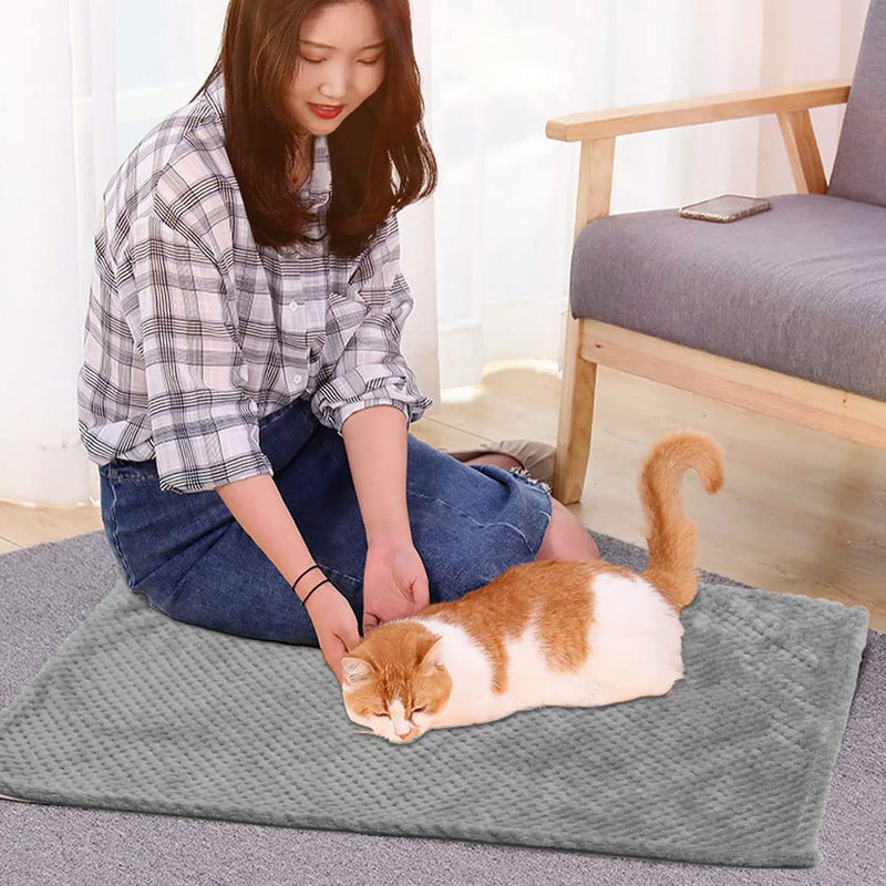 Small Blanket Fuzzy Flannel Washable Soft Warm Pet Bed Cover Blanket for Small Dog Cats Puppy(45x65cm,Gray) Gray - PawsPlanet Australia
