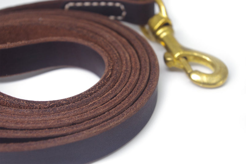 [Australia] - YOGADOG Genuine Leather Dog Training Leash. 4/6 ft Length 3/5 inch Width for Medium and Large Dogs. 6 feet 