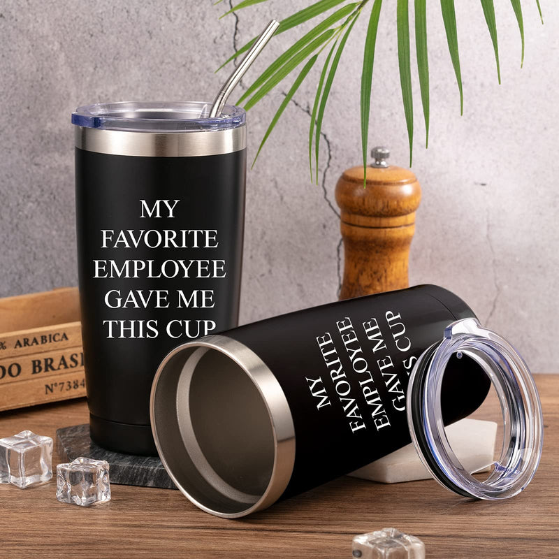 Bosses Day Gift Travel Tumblers My Favorite Employee Gave Me This Cup Stainless Steel Black Tumblers with Lids Bosses Day Birthday Funny Gifts for Boss Manager Director Travel Mugs, 20 oz（2 Pieces) - PawsPlanet Australia