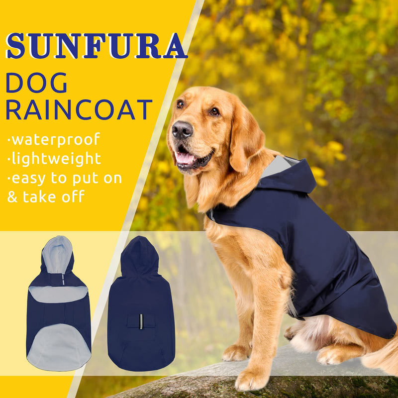 SUNFURA Extra Large Dog Raincoat, Hooded Outdoor Dog Poncho Rainwear with Reflective Strip and Pocket, Breathable Lightweight Dog Rain Coat Jacket for Large Dogs XXX-Large Blue - PawsPlanet Australia