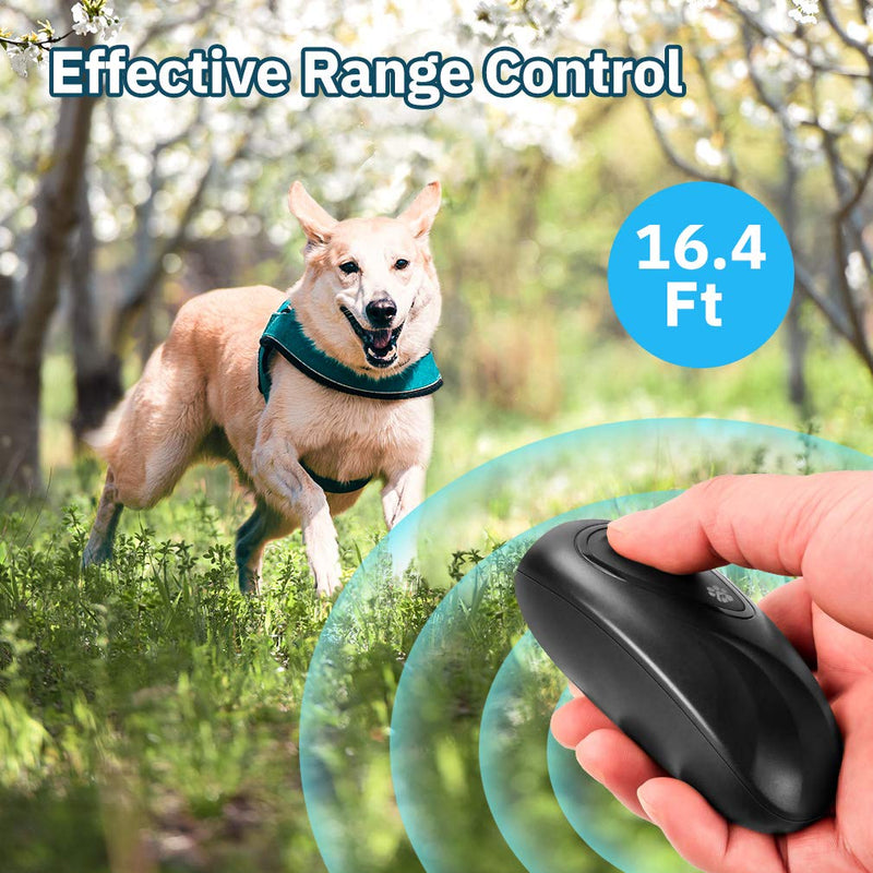 [Australia] - WHATOOK Ultrasonic Dog Bark Deterrent, Anti Barking Control Device, 2 in 1 Dog Training Aid Repellents with 16.4 Ft W/Anti-Static Wrist Strap LED Indicate Walk a Dog Outdoor Safe Black 