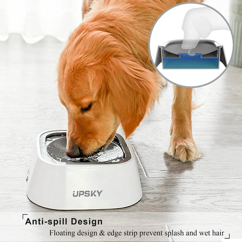 UPSKY Dog Bowl Dog Water Bowl No-Spill Pet Water Bowl Slow Water Feeder Dog Bowl No-Slip Pet Water Dispenser 35oz Feeder Bowl for Dogs and Cats grey - PawsPlanet Australia