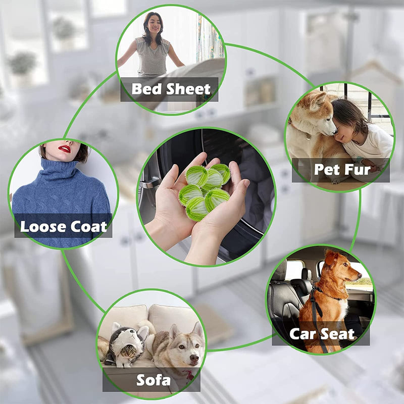 Pack of 12 lint balls for the washing machine, pet hair remover, washing machine, reusable hair catcher, washing machine for removing animal hair, lint (green). - PawsPlanet Australia