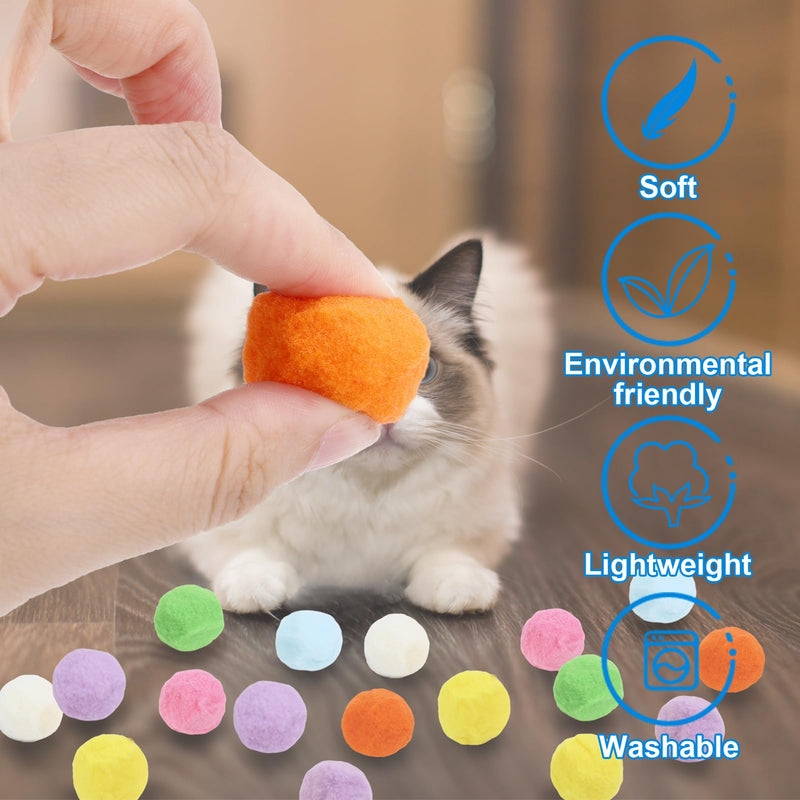 Fanshiontide Pack of 100 Cat Toy Balls with Cat Toy Launcher, Interactive Toy Funny Cat Toys Relieves Depression, Stretch Plush Ball Toy for Indoor Cats Kitty - PawsPlanet Australia