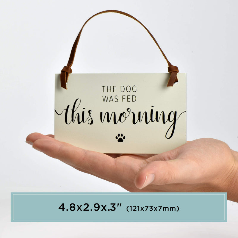 PYROH Dog Feed Reminder Cute Hanging Sign - with Magnet, Solid Wood and Leather Strap - PawsPlanet Australia