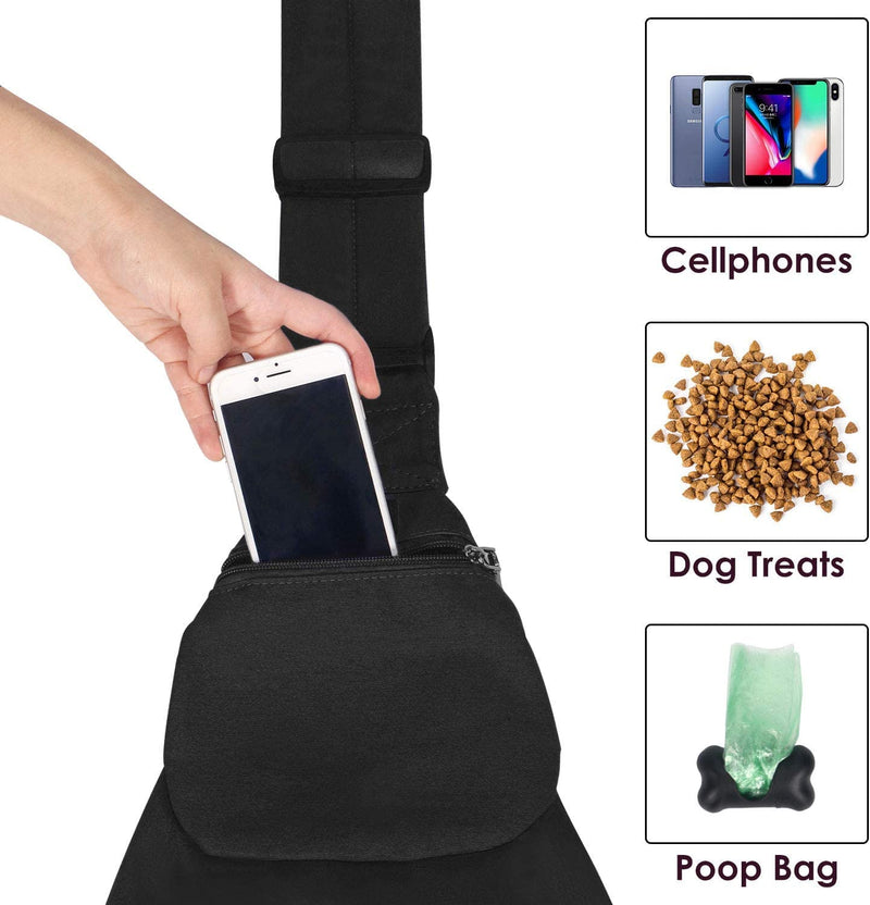 Nasjac Pet Dog Sling Carrier, Small Puppy Cat Hand Free Carry Doggie Papoose Trip Carrie Tote Bag with Front Pocket Safety Belt Adjustable Padded Shoulder Strap Carrying for Outdoor Walking Black For Pets 12-18lbs - PawsPlanet Australia