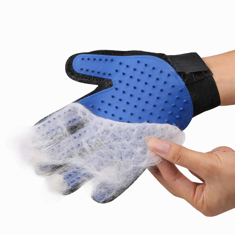 [Australia] - SSRIVER Pet Grooming Glove Hair Remover Brush Gentle Deshedding Efficient Pet Mitt Pet Massage Gloves Left & Right Hand Draw Dog Cat Horse Long Short Fur (1 Right Hand (Blue)) 