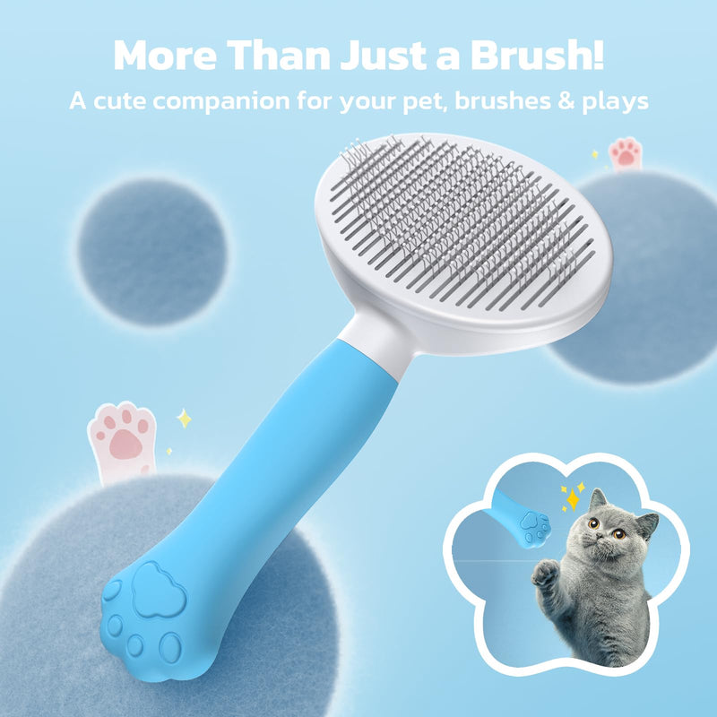 Zivacate Cat Brush Dog Brush [Ergonomic Handle & One-Click Cleaning] Self-Cleaning Brush for Short & Long Haired Dogs/Cats/Rabbits, Undercoat Brush (Blue) Blue - PawsPlanet Australia