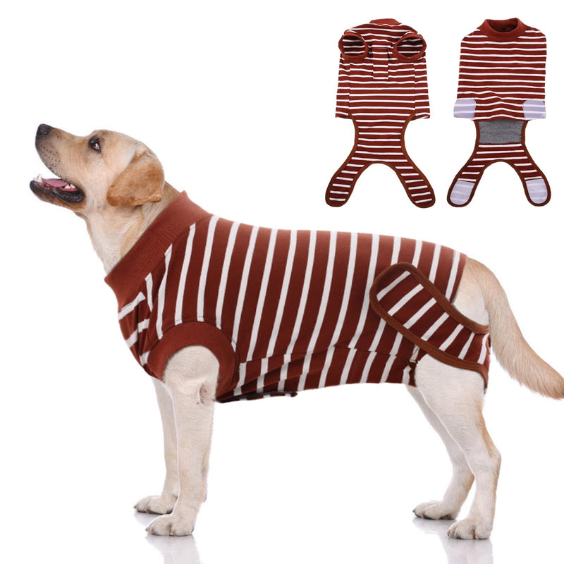 PUMYPOREITY Surgical Suit for Dogs, Healing Suits for Dogs Body Operation Anti-Licking Vest Animal Vest Pet Surgical Suit Abdominal Wounds and Skin Protection for Female Male Dogs (Brown, L) Brown Stripes - PawsPlanet Australia
