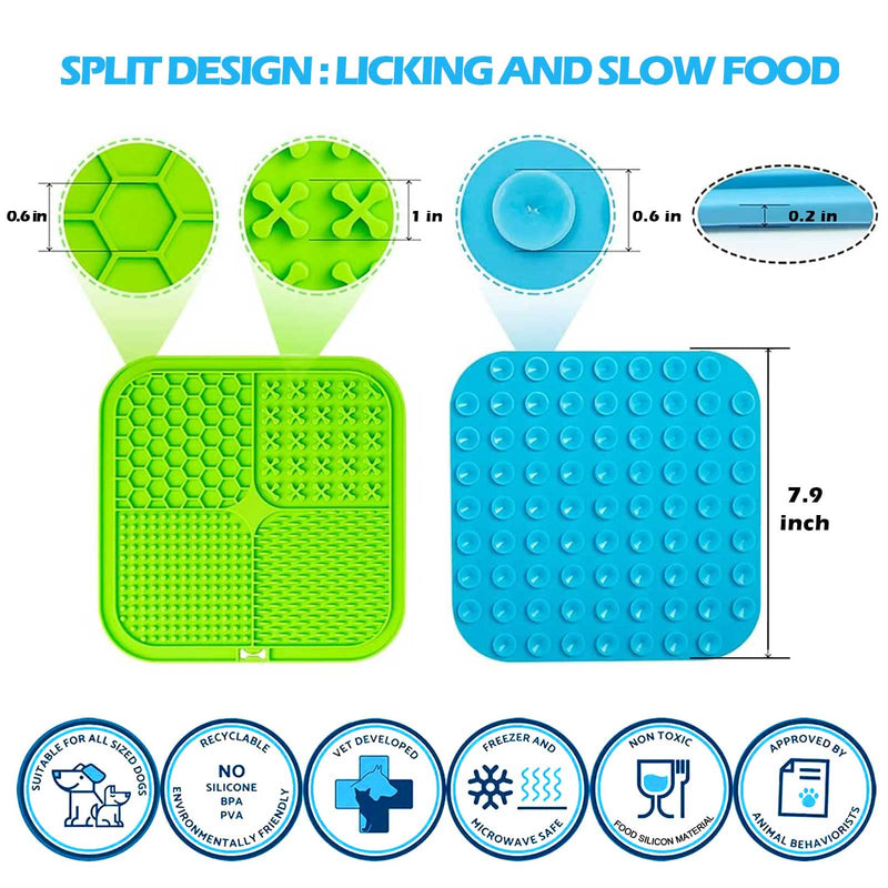 Lick Mat for Dog丨Treat Mat丨Dog Lick Pad with Strong Suction丨Snuffle Mat for Dogs丨Dog Puzzle Toy丨Fun Alternative to Slow Feed Dog Bowls丨Calming Mat for Dog Anxiety Relief丨Interactive Dog Toy Feeder Mat 1.Blue+Green - PawsPlanet Australia