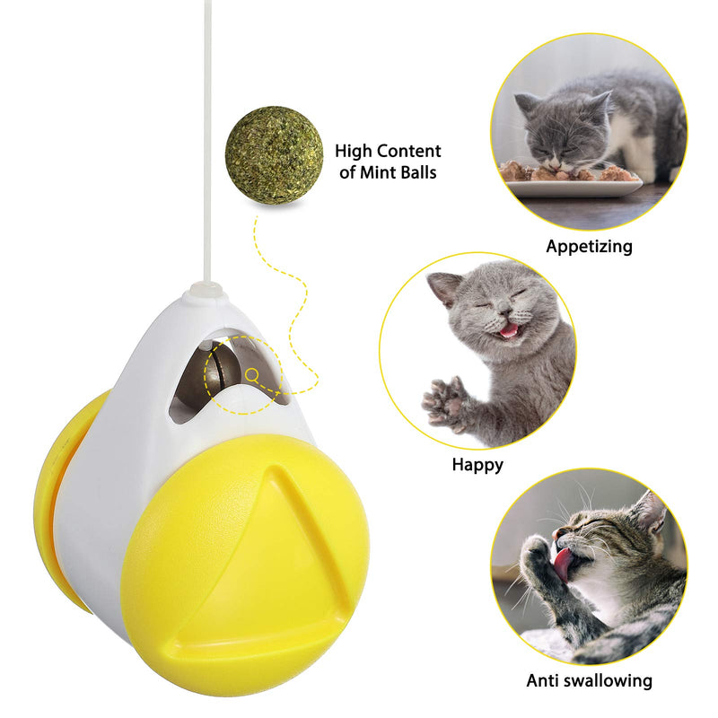 [Australia] - JOSEKO Cat Toy Roly-Poly Toy for Kitty Kitten Interactive Toys for Indoor Cats with Ball and Feather Yellow 