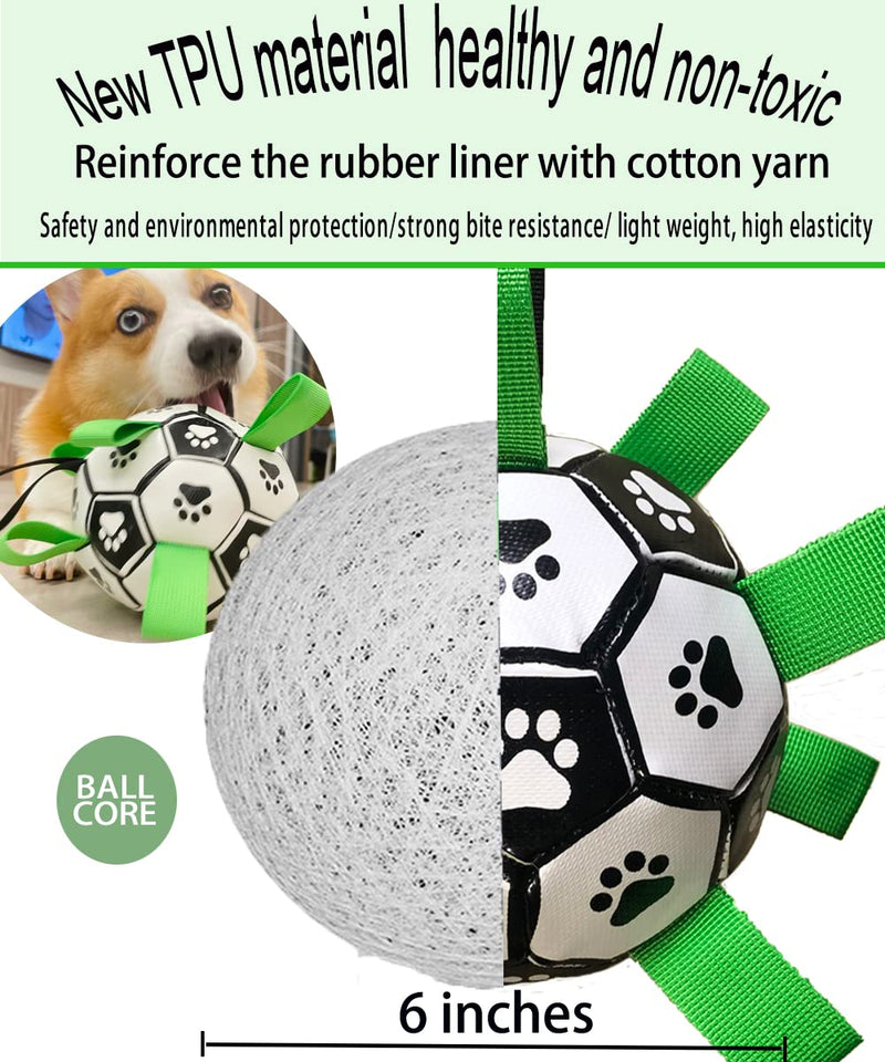 Interactive Soccer Ball Toy with Grab Tabs,Dog Birthday Gift,Jolly Ball for Dog,Durable Puppy Toy for Tug of War,Water Ball for Small&Medium Dog,Indoor Outdoor Dog Football,Training Dog Ball,pet Ball Interactive Dog Soccer Ball(1PACK) - PawsPlanet Australia