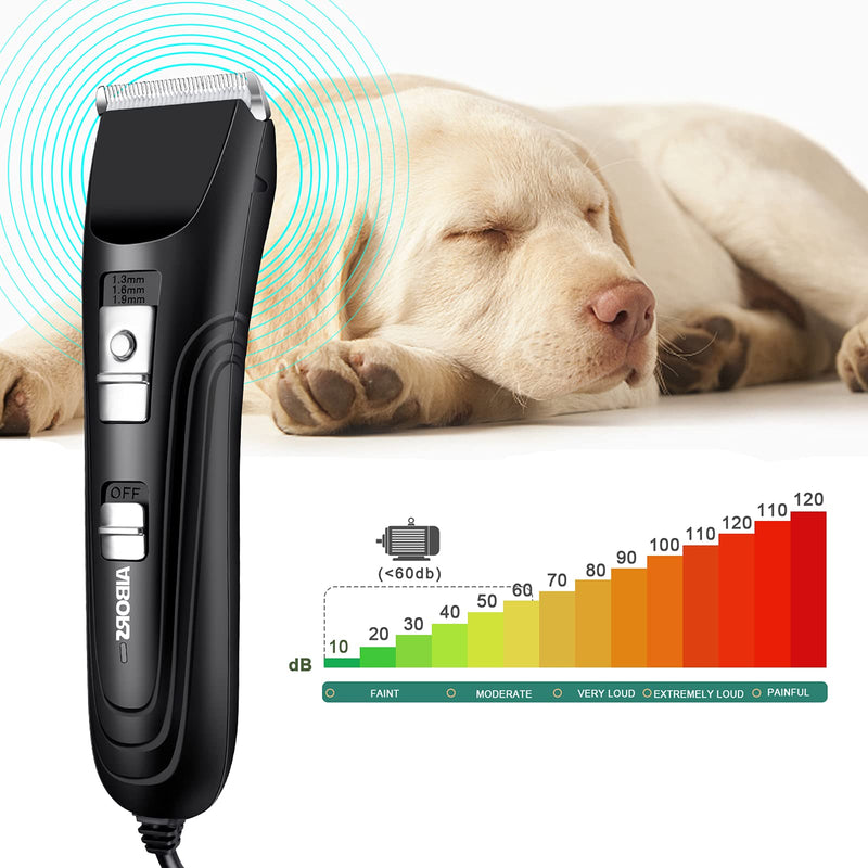 Dog Clippers 12V Powerful Motor Low Noise Corded Professional Electric Dog Trimmer for Grooming for Dogs Cats Pets - PawsPlanet Australia