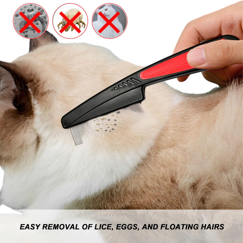Cat Comb, Stainless Steel Gentle Scalp Care Cat Brush, Stable Durable Lice Comb, Dog Comb Suitable for Cleaning Cat and Dog Lice Tangles Flea and Other Dirt Black Color Flea Comb - PawsPlanet Australia