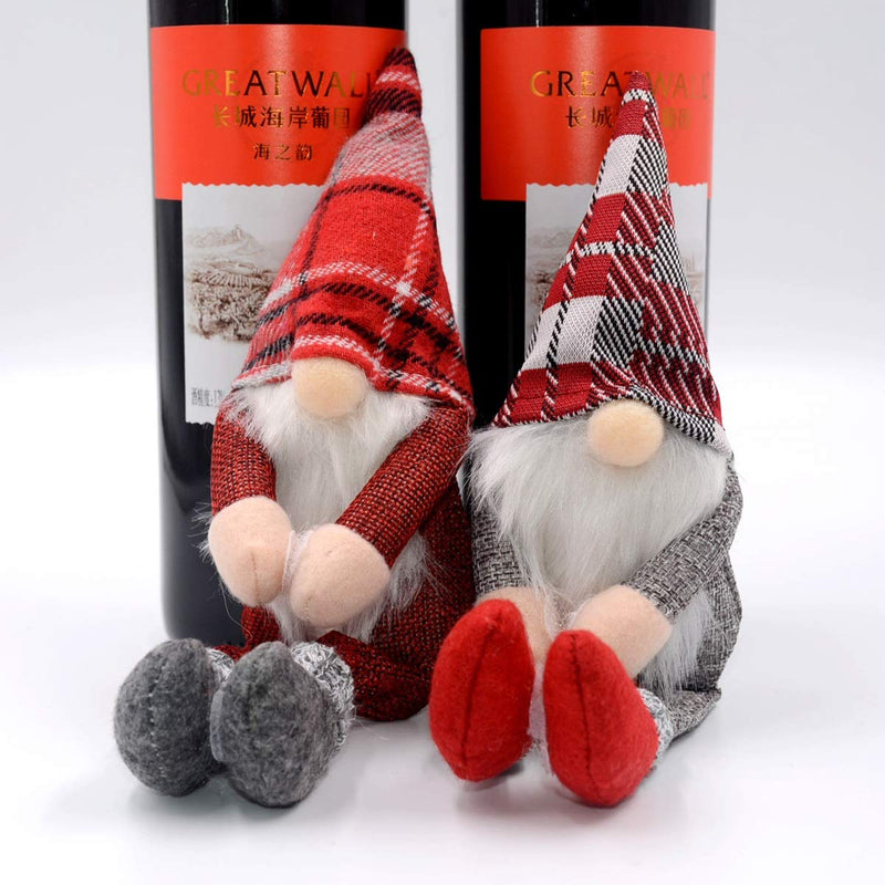 Gnome Christmas Wine Bottle Toppers, 2 Pack Handmade Tomte Swedish Gnome Wine Bottle Toppers Santa Christmas Decorations Holiday Dining Table Decor Party Gift - PawsPlanet Australia