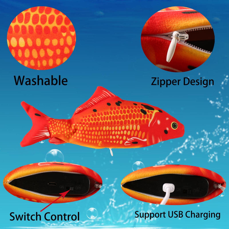 Flopping Fish Electric Moving Dog Fish Toy，Realistic Flopping Fish Rocking Dog Toy，Interactive Pet Toys for Dog Exercise，Small and Medium Dog Floppy Fish Animal Toy red carp - PawsPlanet Australia