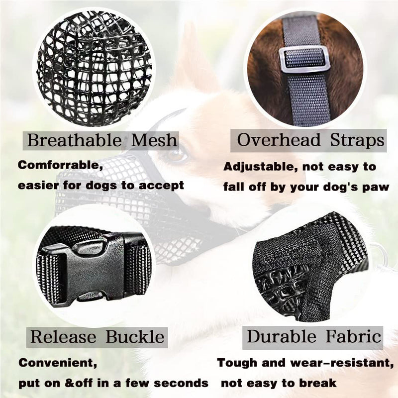 JVHLOV Dog Muzzle for Large Dog, Prevents Biting, Barking and Chewing, Dog Muzzle with Mesh and Adjustable Loop, Muzzle with Safety Strap for Small (M) M - PawsPlanet Australia