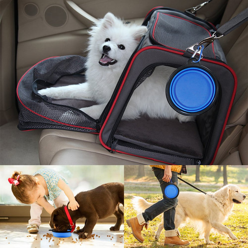 [Australia] - FineGood 2 Pcs Pet Dog Seat Belt with Collapsible Pet Bowl, Elastic Nylon Adjustable Safety Leads Vehicle Car Harness Seat Leash Tether for Cat Dog 