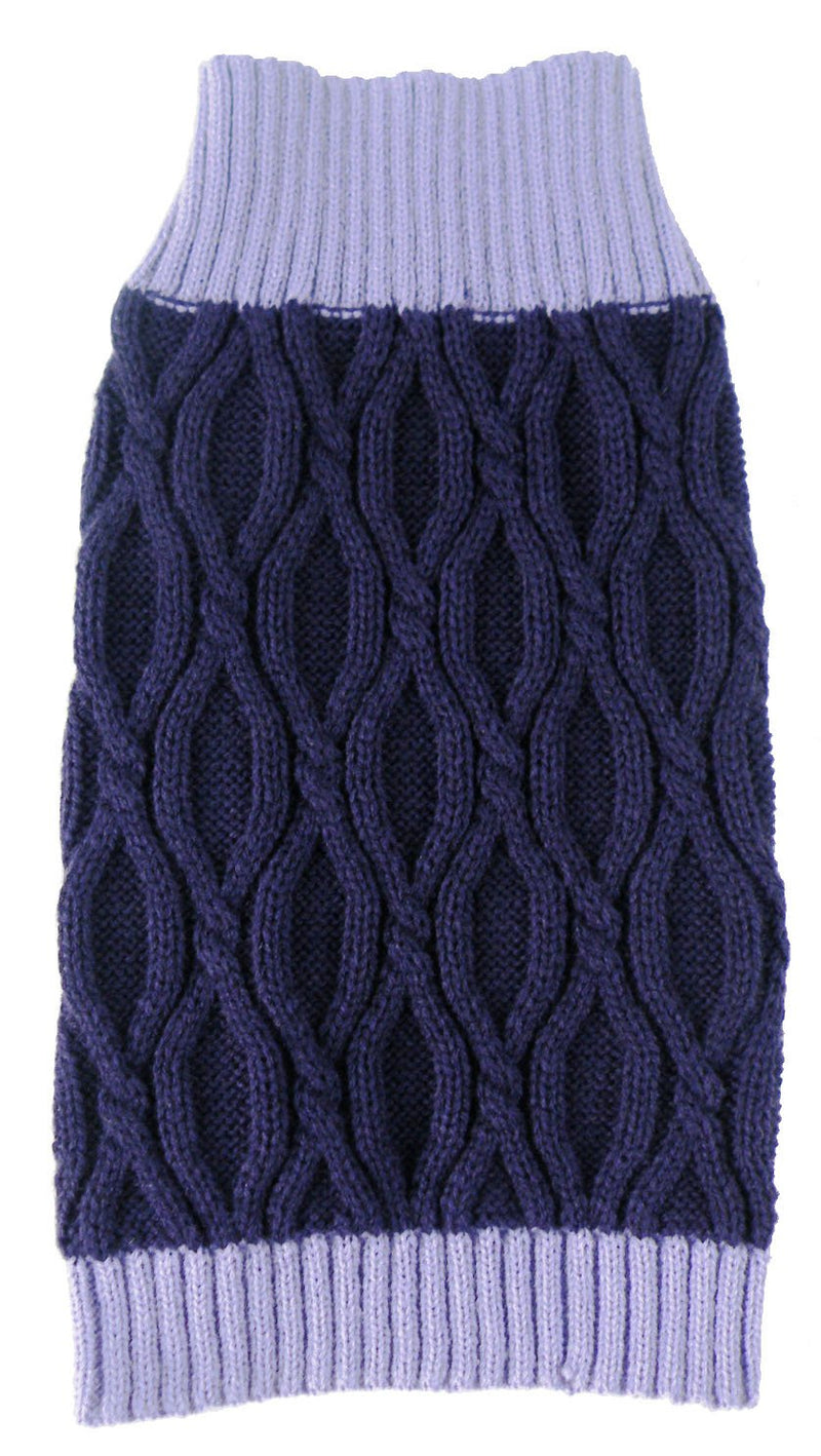 [Australia] - Pet Life Oval Weaved Heavy Knitted Fashion Designer Dog Sweater Lavender and Dark Purple Small 