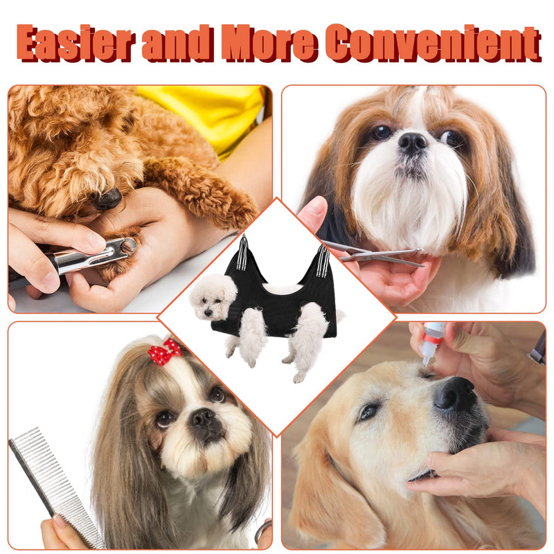Dog Grooming Hammock Pet Nail Trimming Harness for Dogs Cats Pet Owner Grooming Breathable Helper for Small Pets Nail Trimming Washing Bathing (Black) Black - PawsPlanet Australia