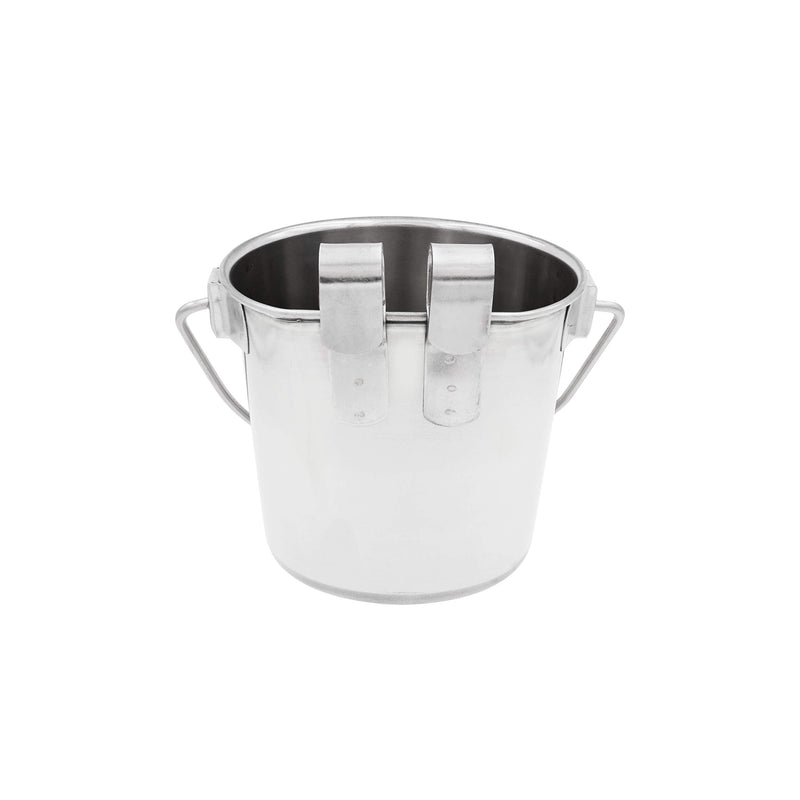 Fuzzy Puppy Flat Sided Pail with Dual Hooks, Snugly Fit On Dog, Cat and Critter Crates & Cages, Heavy Duty Stainless Steel 1-Quart - PawsPlanet Australia