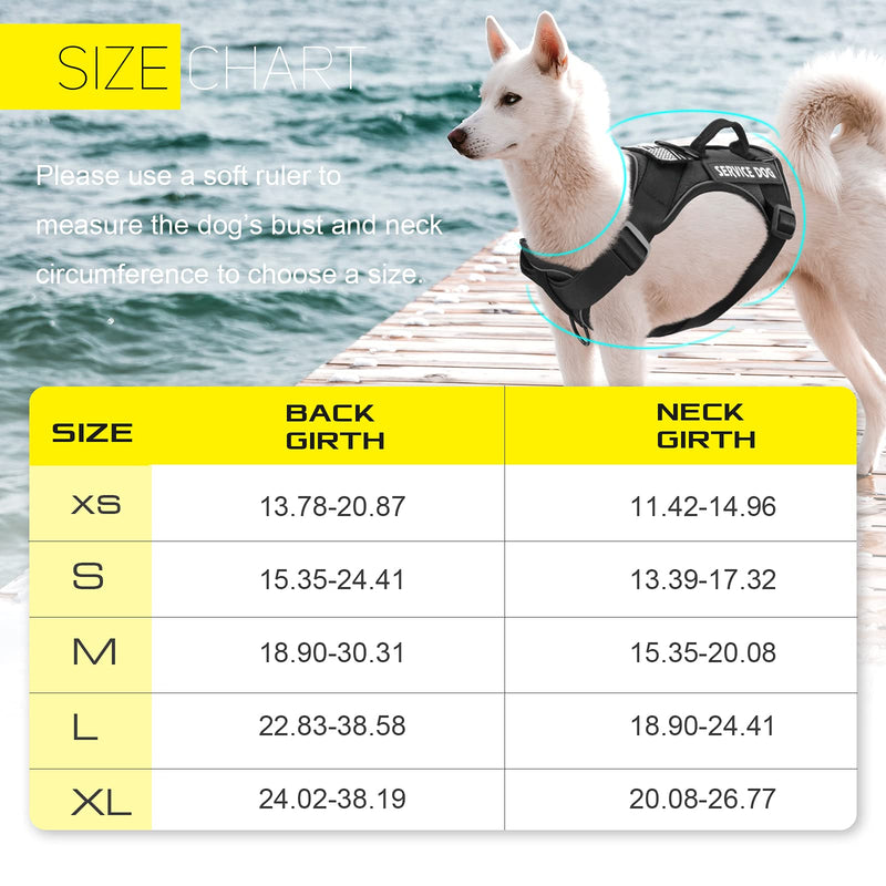 Demigreat Service Dog Harness, Reflective Dog Vest Harness with 5 PCS Patches, Adjustable Soft Oxford Pet Harness, Inner Layer Mesh, Easy to Control for Small Medium Large Dogs X-Small (Pack of 1) Black - PawsPlanet Australia