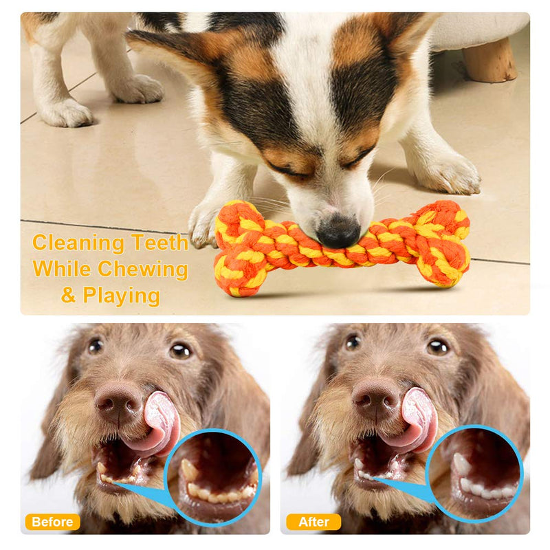 2PCS Dog Rope Toy Puppies Chew Natural Cotton Rope Toys To Avoid The Puppies' Boredom and Anxiety, Tooth Training/Cleaning Toy Dog Birthday Gift Set blue&orange - PawsPlanet Australia