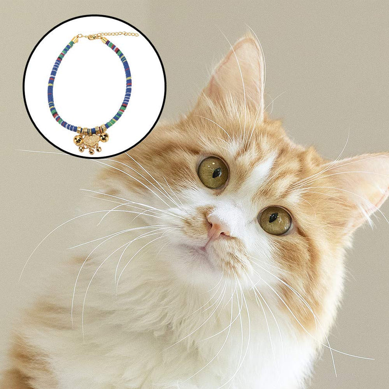 Cat Collar with Bell and Lock Necklace Collar Ethnic Style Pet Collar Hand Woven Safety for Cat Pets - PawsPlanet Australia