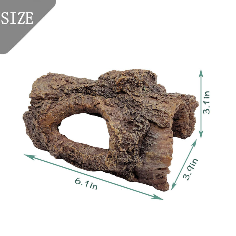 PINVNBY Reptile Hideout Cave Lizard Resin Hollow Tree Trunk Habitat Decoration Bark Bend Tank Decor Decaying Driftwood Hut Ornament Terrarium Accessories for Chameleon,Gecko,Snake and Hermit Crabs - PawsPlanet Australia