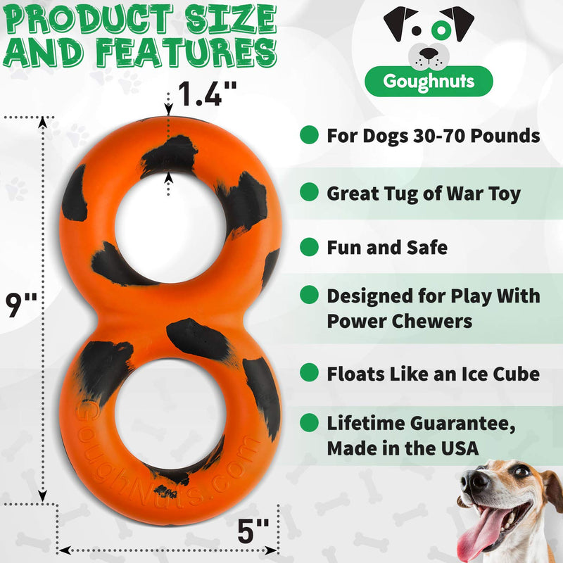 [Australia] - Goughnuts - Virtually Indestructible, Guaranteed Dog Pull Toy for Tug of War with Large Dogs 30-70 Pounds - Natural Durable Rubber for Aggressive Power Chewers Orange 
