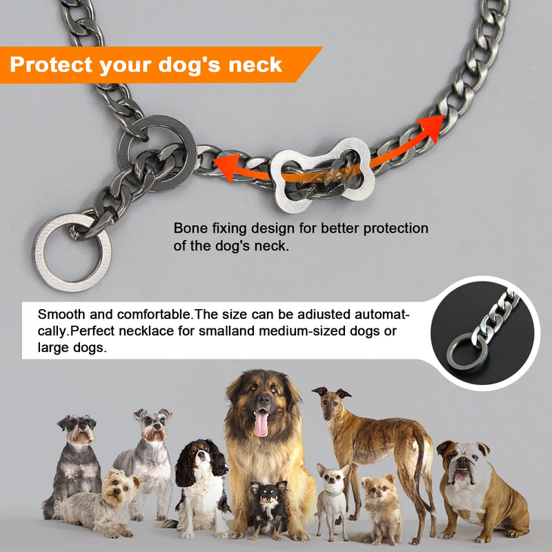 Stainless steel dog collar, adjustable dog collar, P-chain dog collar for dog walking (M (54 cm/21.3 in)) M (54 cm/21.3 in) - PawsPlanet Australia