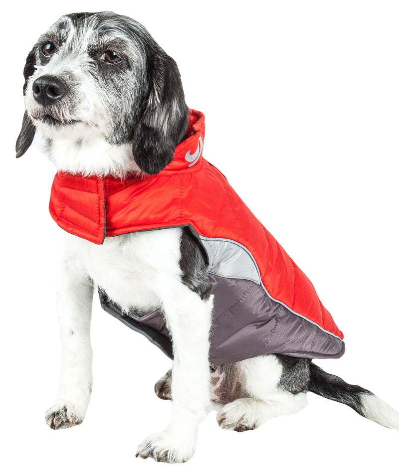 [Australia] - DOGHELIOS 'Hurricane-Waded' Plush Adjustable 3M Reflective Insulated Winter Pet Dog Coat Jacket w/ Blackshark technology, Small, Molten Lava Red 