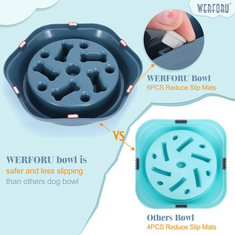 Puppies Slow Feeder Dog Bowl, Lovely Slow Eating Dog Bowl, Puppy Funny Slow Feeding Pet Bowl, Interactive Puzzle Non Skid Pet Bowl Blue - PawsPlanet Australia