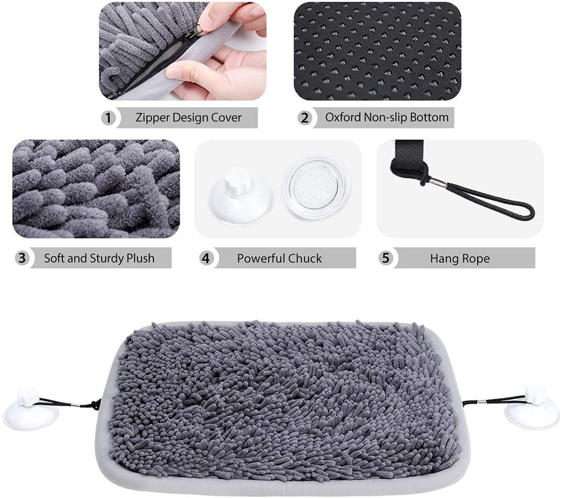 Pet Training Snuffle Mat(17"x21"), Dog Wooly Feeding Snuffle Mat, Dog Nosework Mat Thicken Anti-Slip Dog Feed Mat with Strong Suction Cup, Encourages Natural Foraging Skills, Detachable and Washable - PawsPlanet Australia