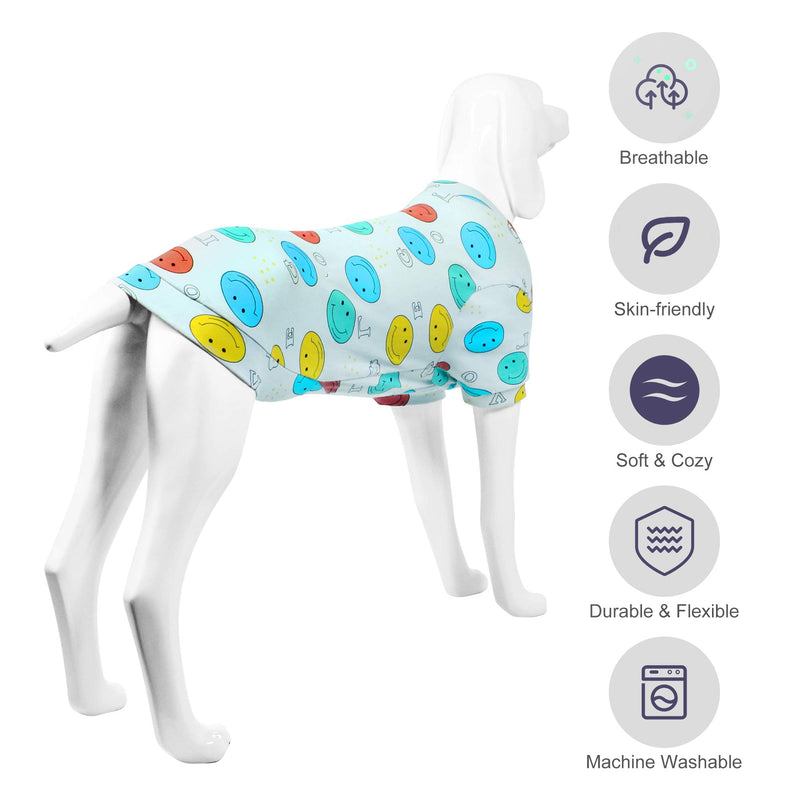 Kickred 2 Pieces Dog Shirts, Soft Breathable Cotton Pet Clothes Dog Sweatshirt, Include 1 Printed T-Shirts & 1 Blank Vest for Small Medium Large Dogs X-Small Blue+Smiling Face Printed - PawsPlanet Australia