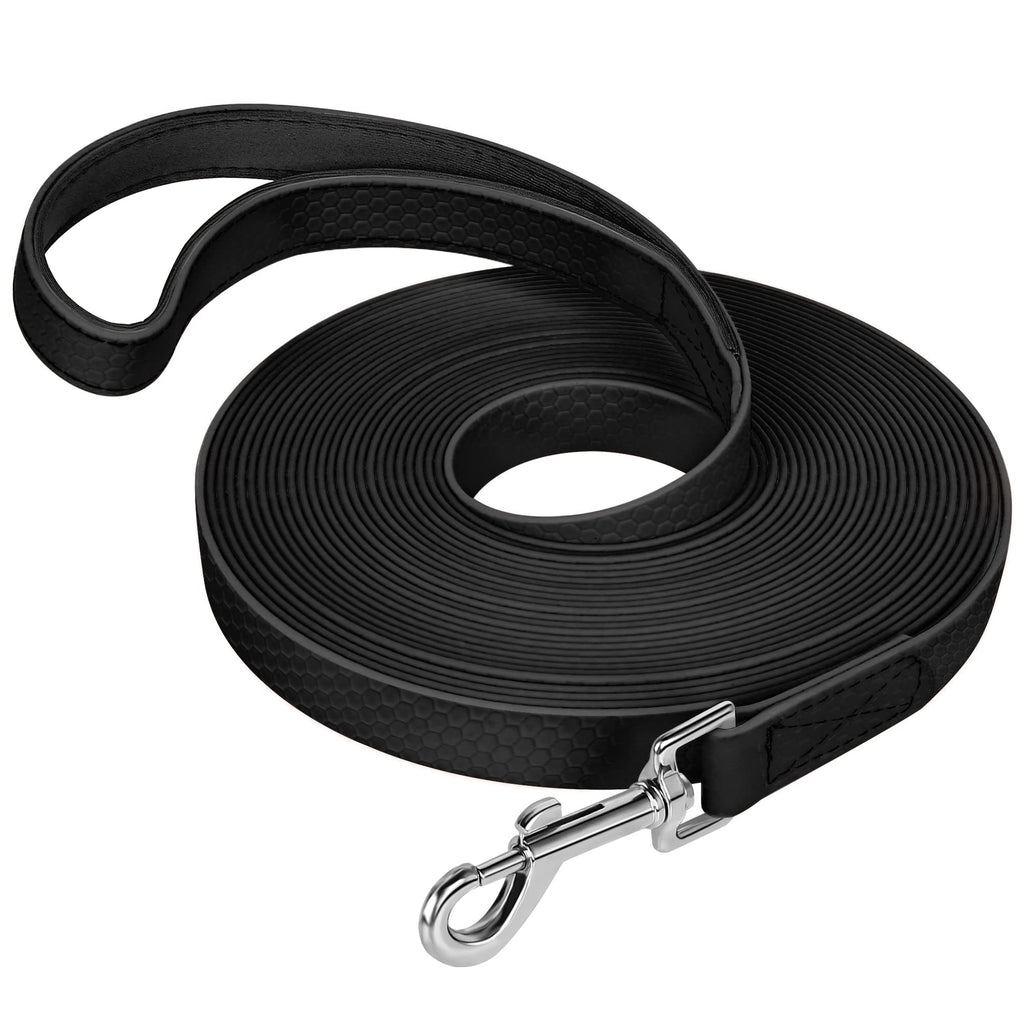 IOKHEIRA Dog Training Lead, Waterproof Dog Lead with Padded Handle 5m/10m/15m/20m, PVC Dog Lead with Strong Recall for Dogs, Tracking & Camping (20M, Black) 20m - PawsPlanet Australia