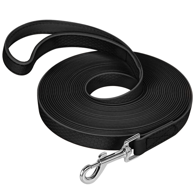 IOKHEIRA Training Lead for Dogs, Waterproof Dog Lead with Padded Handle 5m/10m/15m/20m, PVC Dog Lead with Strong Recall for Dogs, Tracking & Camping (10M, Black) 10m - PawsPlanet Australia