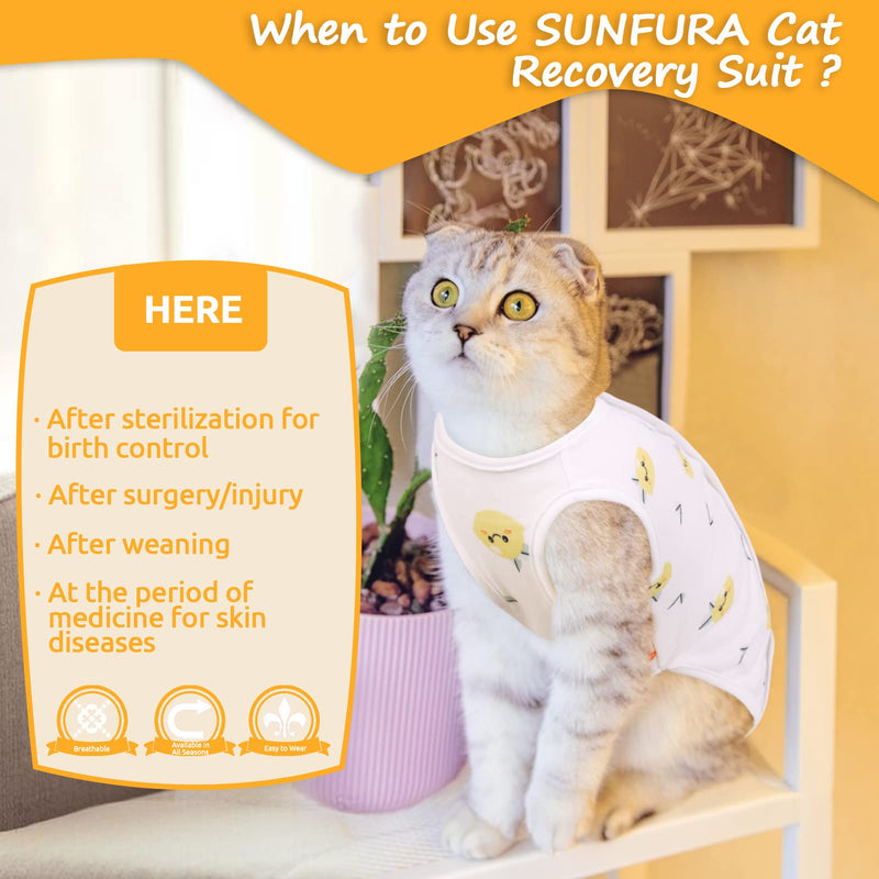 SUNFURA Surgical Recovery Suit for Cats, Cat Recovery Suit Professional Onesie for Abdominal Wounds Surgery Protector, Alternative to Cone of Shame After Spay/Neutering for Female Male Pets S Lemon - PawsPlanet Australia