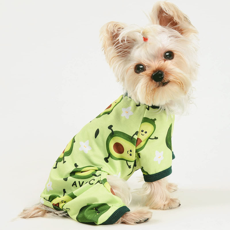 Dog Pajamas Kiwi Puppy Apparel Doggie Onesies Pet Clothes Cat Pjs for Small Dog Boy Girl Avocado - PawsPlanet Australia