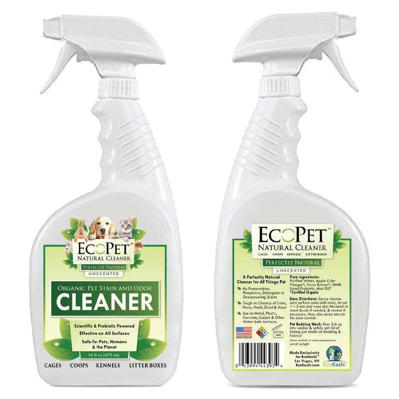 [Australia] - EcoPet Natural Cleaner and Dog Urine Odor Eliminator - Probiotic Powered Multi Surface Pet Odor and Stain Remover - Non-Toxic Dog Carpet Cleaner and Pet Stain Eraser, Unscented, Trigger Spray, 16oz 