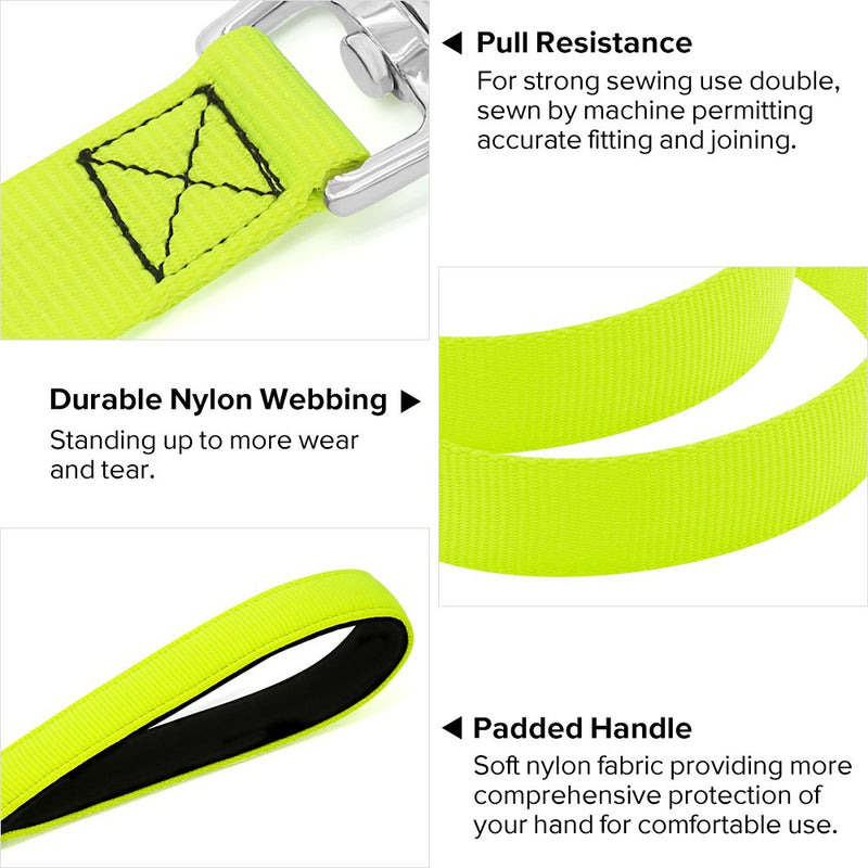 [Australia] - HiGuard LED Dog Leash - USB Rechargeable 4ft/120cm Long Nylon Webbing Pet Safety Leash - 3 Flashing Modes Light Up Perfect for Night Walking Neon Green 