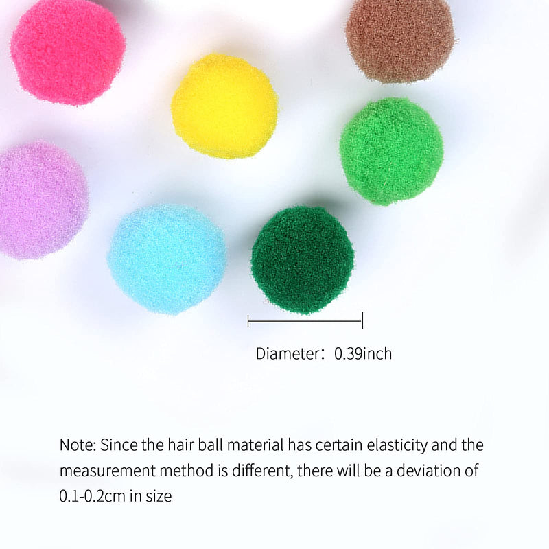 Marktol 100 Pcs Assorted Pom Poms，1cm Elasticity Anti-deform Craft Pom Pom Balls，Use for Clothing Ornament Handicraft Decoration，Sensory Game，Multicolor - PawsPlanet Australia