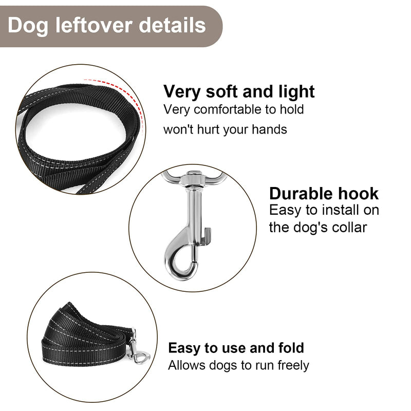 Molain Reflective Dog Leash 120 x 2.5cm Nylon Leash Heavy Duty Training Leash with Metal Clasps Leash for Puppies, Dog Training Leash for Small Medium Large Dogs Dog Accessories 2.5*120cm Black - PawsPlanet Australia